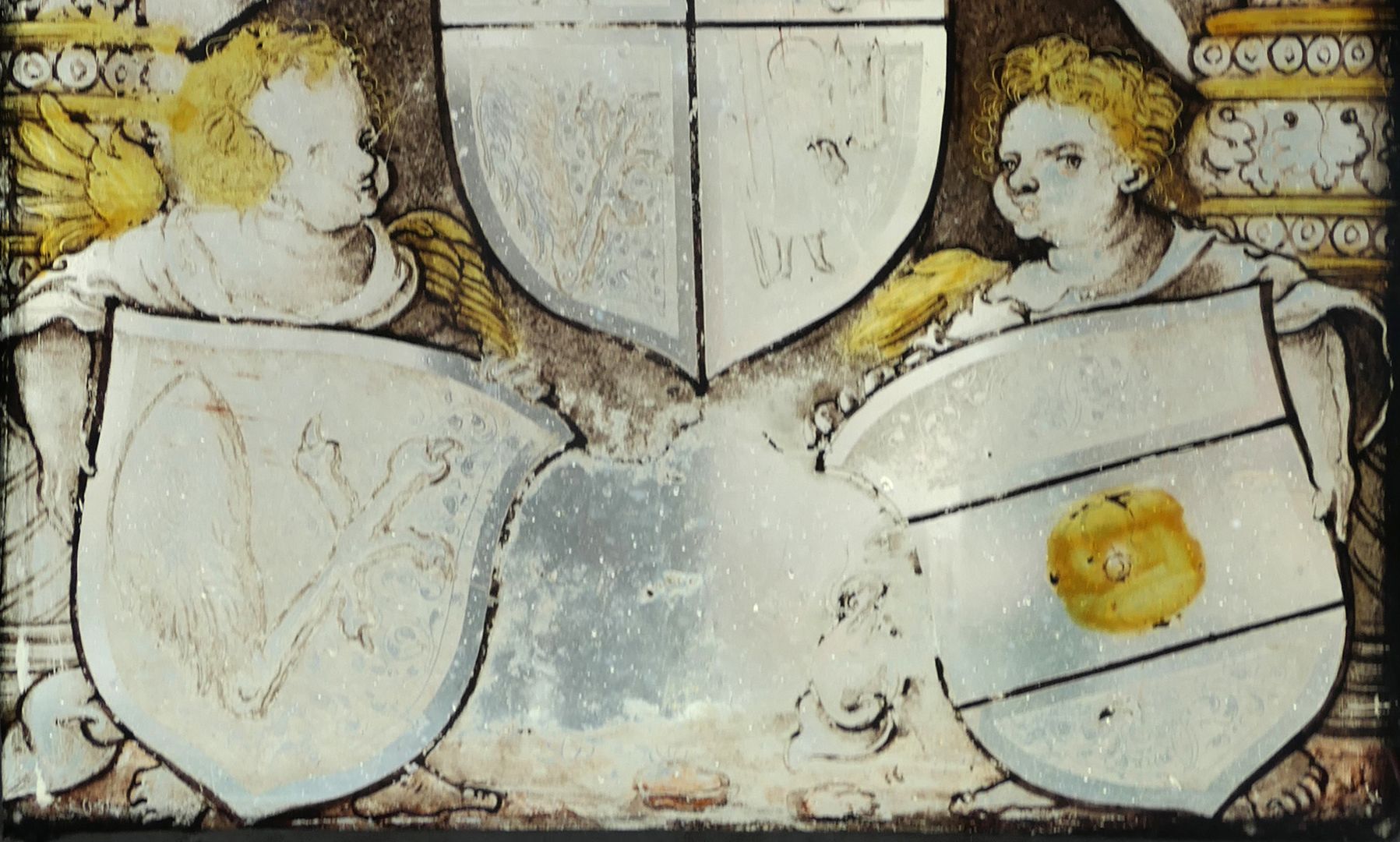 Fenster sII 1 des Sebalder Chörleins unten Wappen von Erhart Peßler und dessen Frau Katharina geb. Melber.