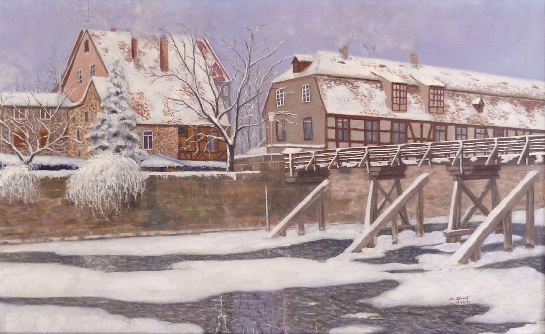 Der Nürnberger Kleinweidenmühlsteg im Winter 