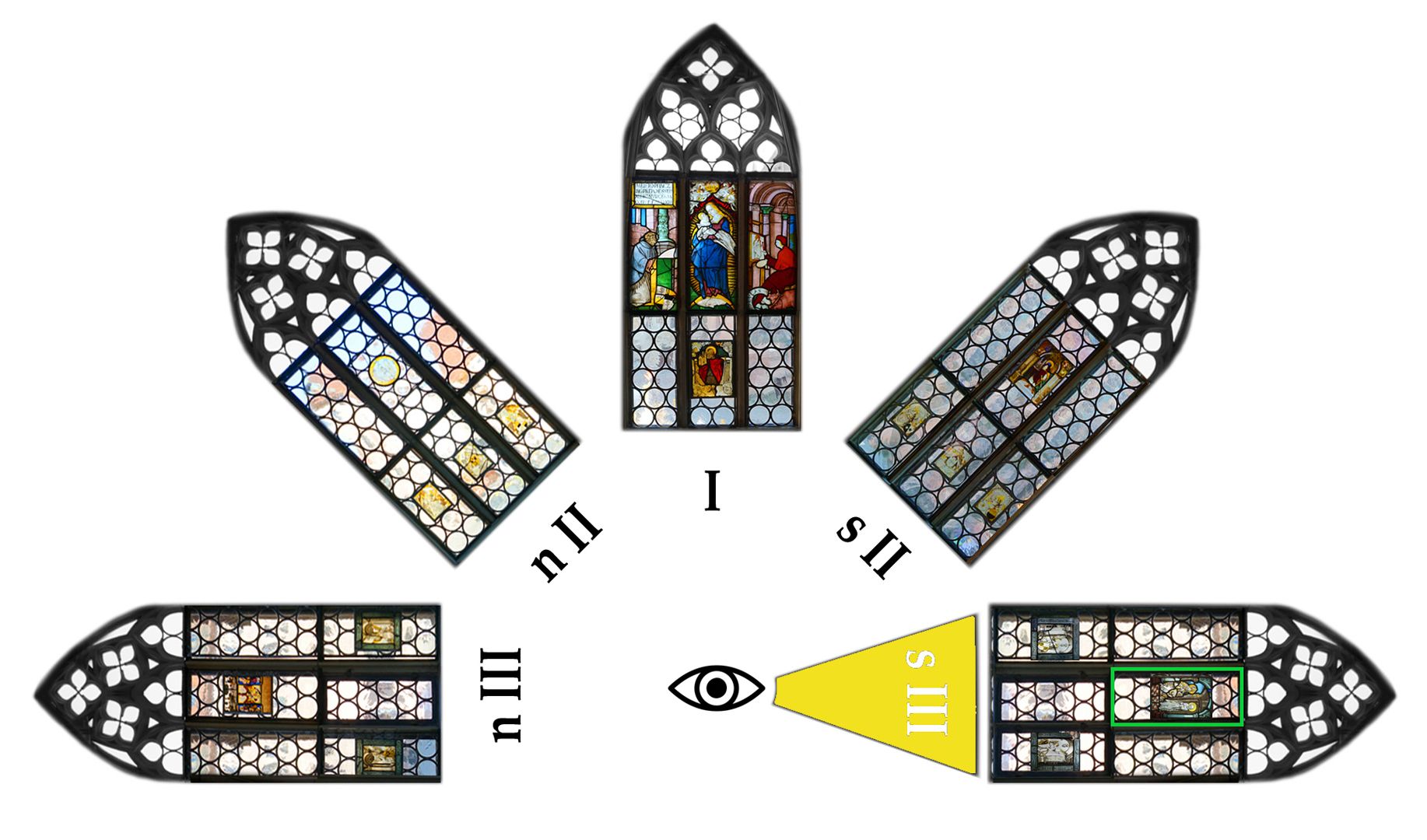 Fenster sIII 2b des Sebalder Chörleins / Heiliger Augustinus und Monika Lageplan