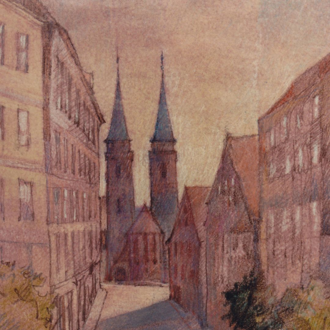 Blick auf St. Sebald Detailansicht mit den Türmen von St. Sebald