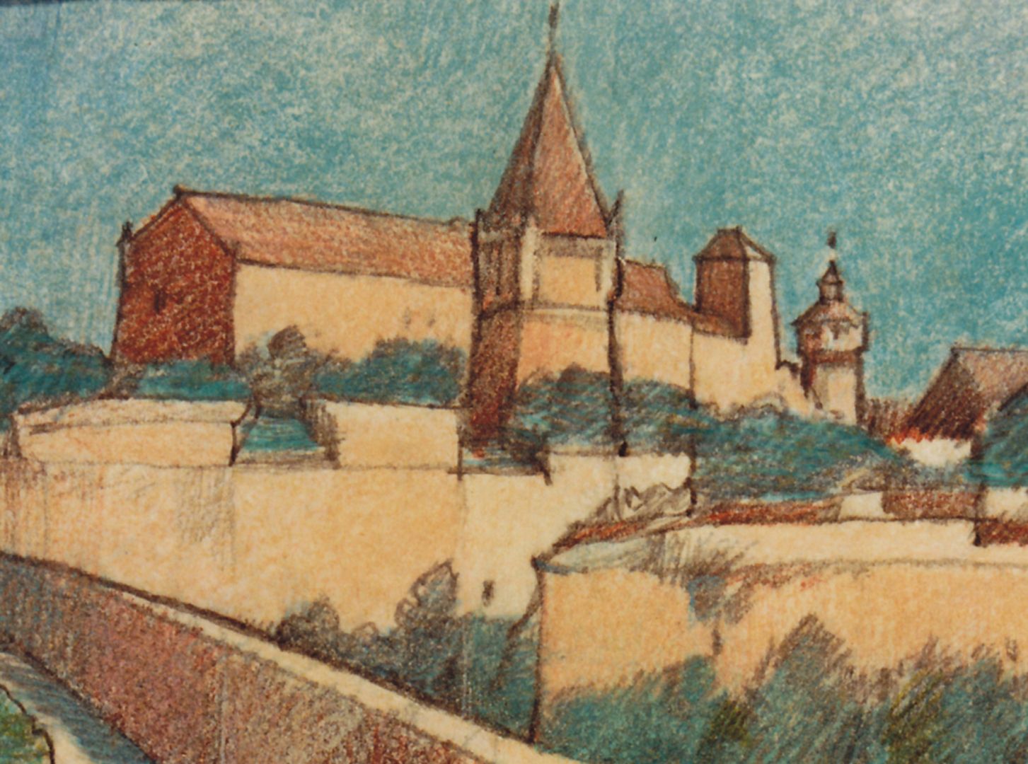 Blick auf die Burg vom Westtorgraben Detailansicht mit Burg
