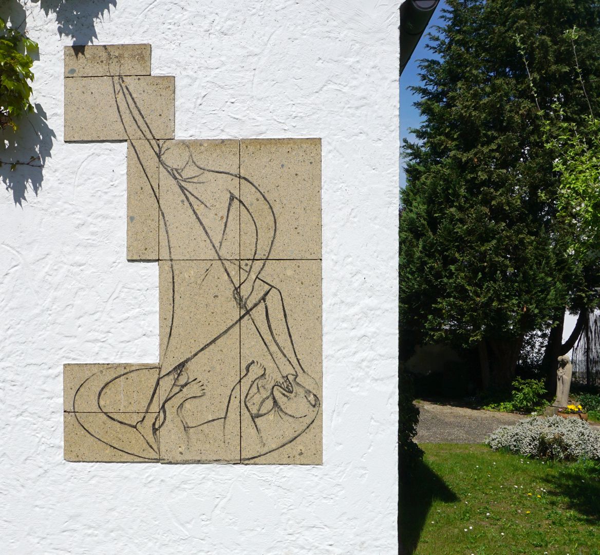 Atelierhaus Rauschhuber Wandzeichnung: Kampf des heiligen Georg mit dem Drachen