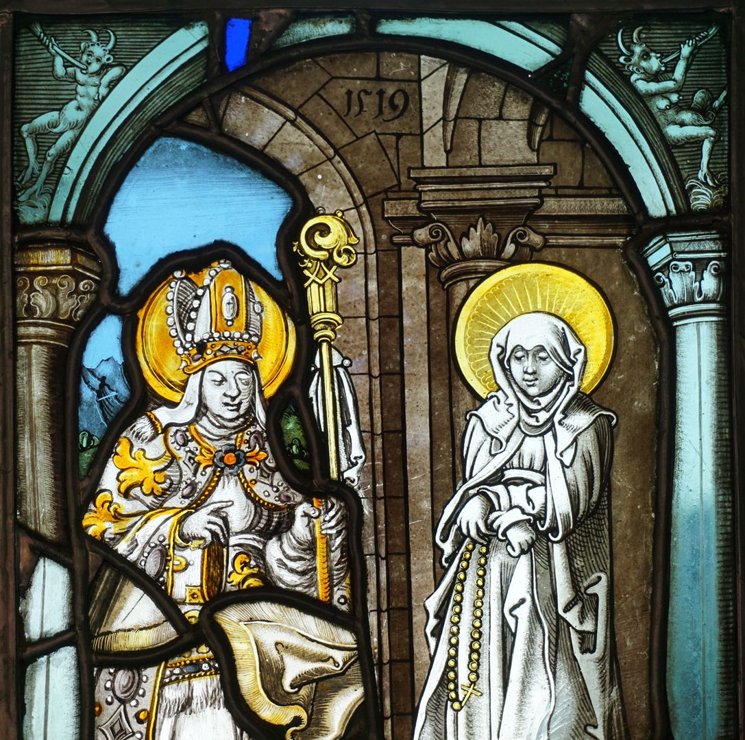 Fenster sIII 2b des Sebalder Chörleins / Heiliger Augustinus und Monika obere Bildhälfte
