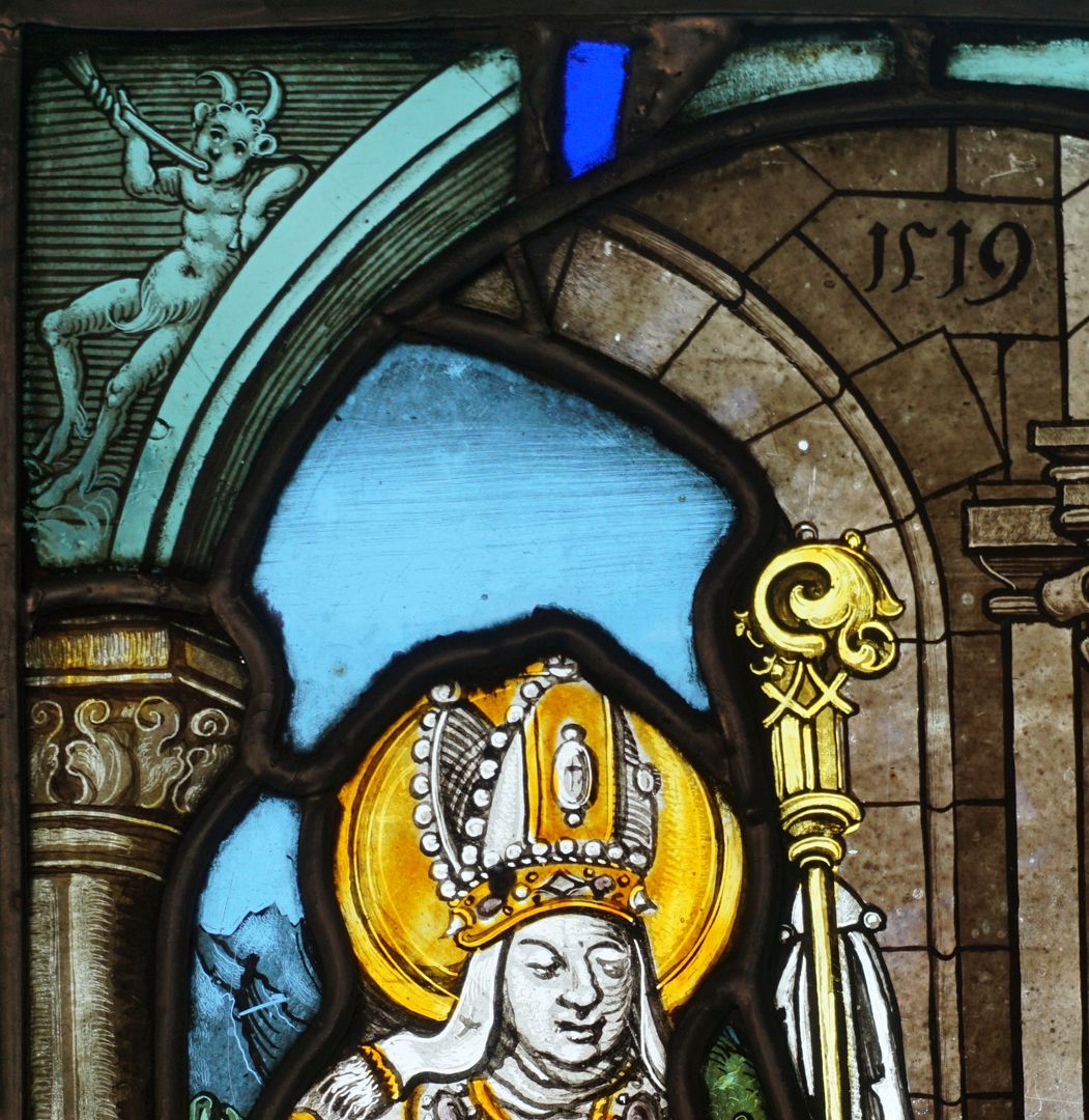 Fenster sIII 2b des Sebalder Chörleins / Heiliger Augustinus und Monika Detailansicht mit Augustinus