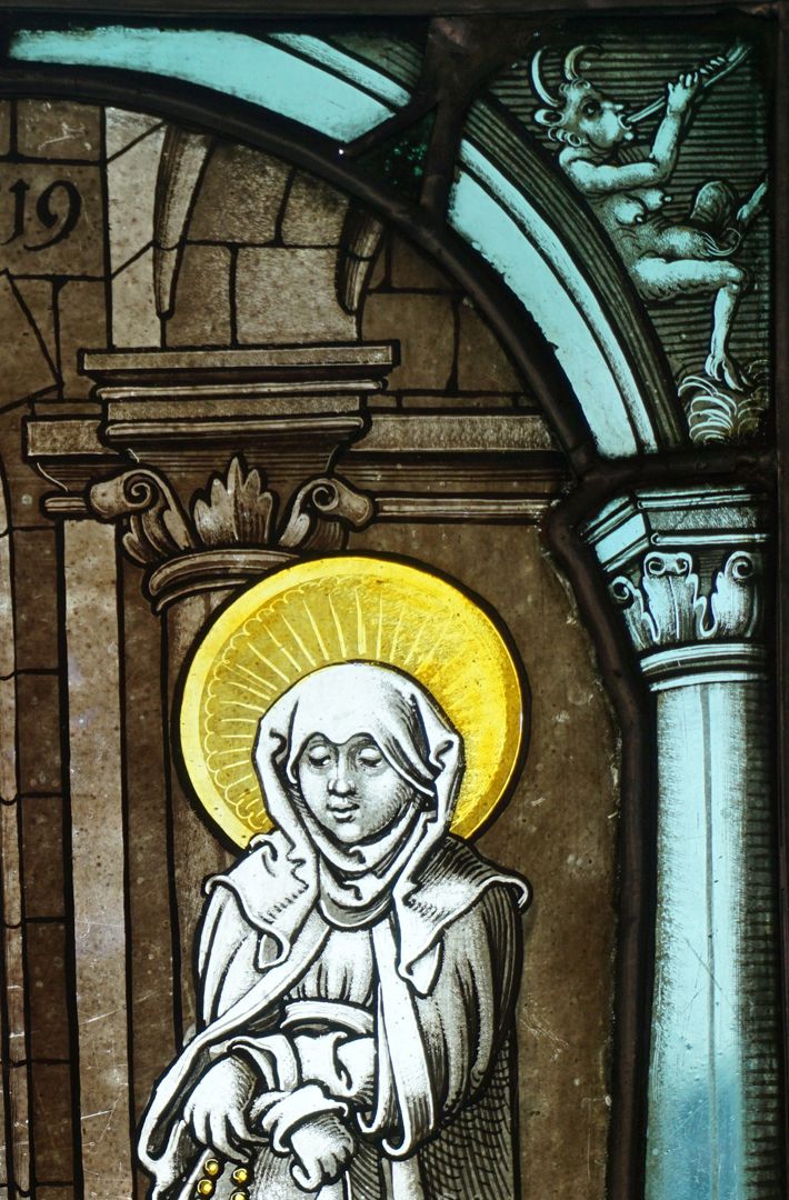 Fenster sIII 2b des Sebalder Chörleins / Heiliger Augustinus und Monika Detailansicht mit Monika