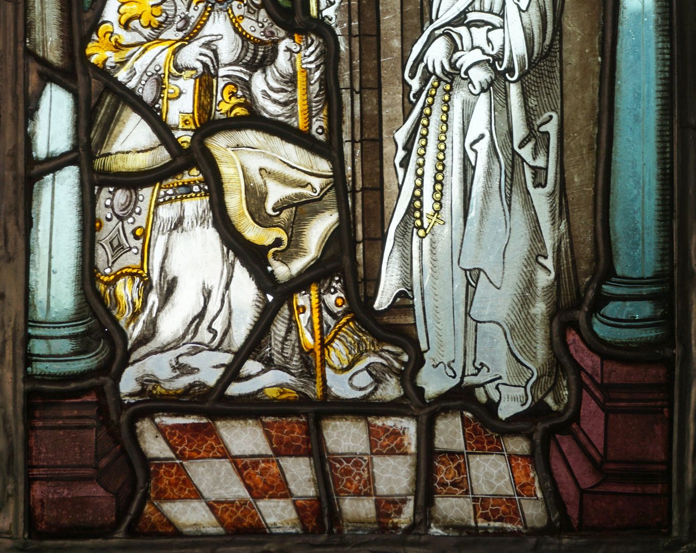 Fenster sIII 2b des Sebalder Chörleins / Heiliger Augustinus und Monika untere Bildhälfte