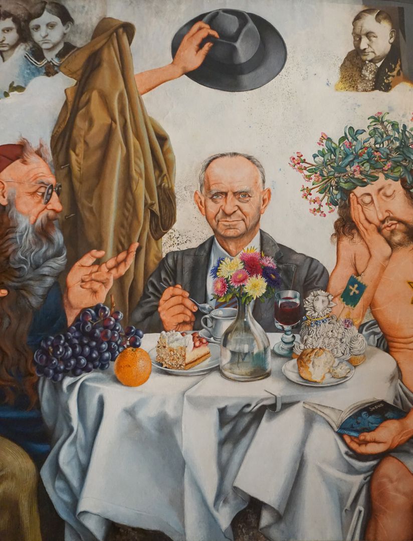 Hermann Kesten im Café Hermann Kesten im Zentrum des Bildes: "Daneben hängt der Überzieher des unbehaust Reisenden" (nach Prechtl)