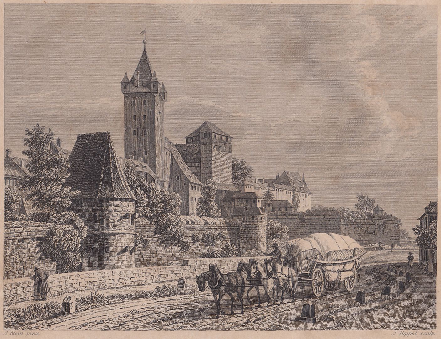 Ansicht des fünfeckigen Thurmes und der Burg Bildausschnitt