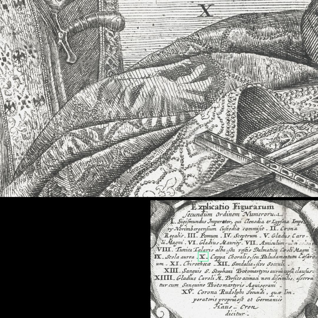 Abbildung des kaiserlichen Ornats, und anderer Kleinodien, welche zu Nünberg verwahret werden. X / Der Chormantel