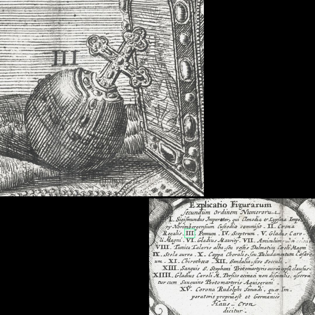 Abbildung des kaiserlichen Ornats, und anderer Kleinodien, welche zu Nünberg verwahret werden. III / Der kaiserliche Reichs- oder Maiestätsapfel.