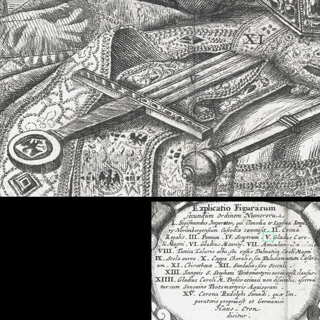 Abbildung des kaiserlichen Ornats, und anderer Kleinodien, welche zu Nünberg verwahret werden. V / Das Schwerd Kaiser Carl des Großen.
