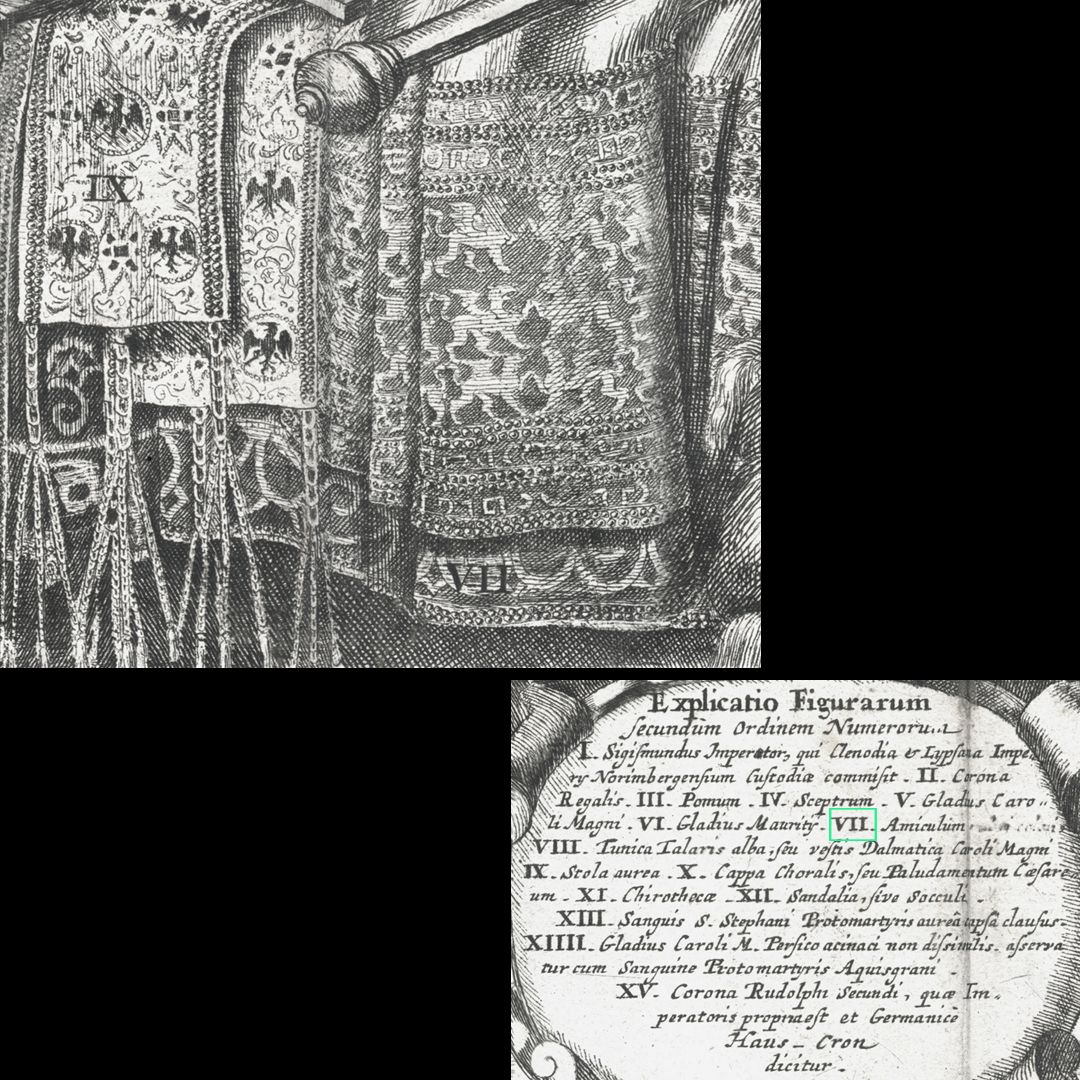 Abbildung des kaiserlichen Ornats, und anderer Kleinodien, welche zu Nünberg verwahret werden. VII / Das kaiserliche Oberkleid