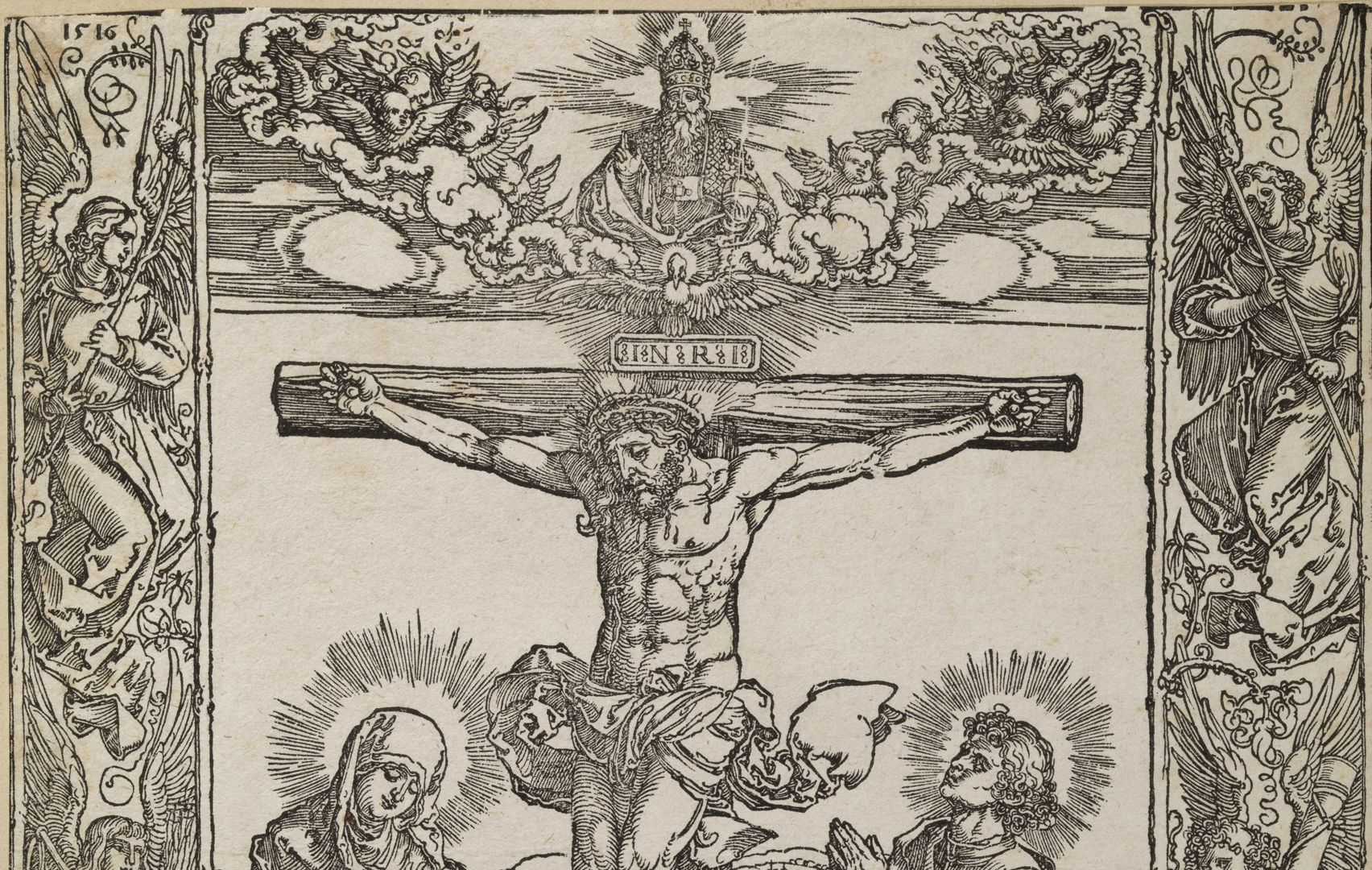 Christus am Kreuz mit der Engelbordüre Detailansicht