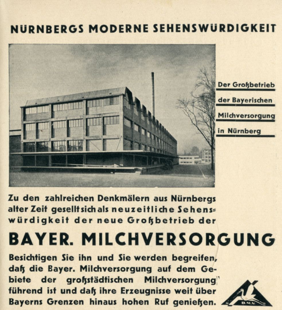 Milchhof Werbeanzeige in: Fest=Führer, 70. Generalversammlung der Katholiken Deutschlands in Nürnberg vom 26. bis 30. August 1931 (Seite 79 oben)
