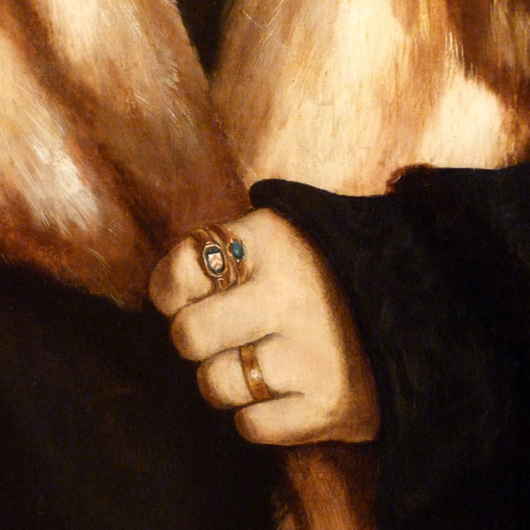 Portrait des Ruprecht Stüpf (Madrid) Detail mit linker Hand und Ringen