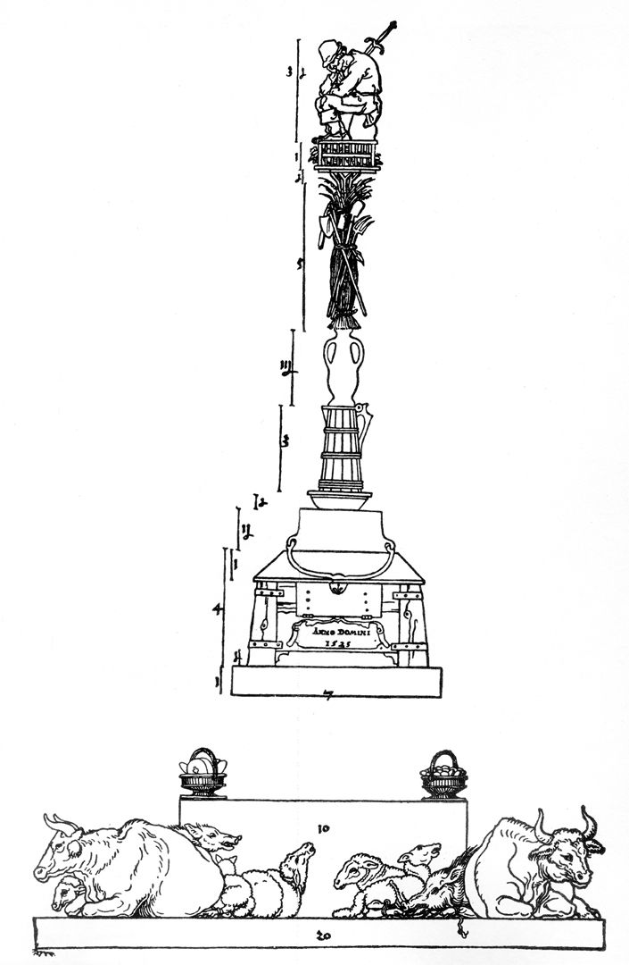 Denkmal für den Bauernkrieg Bauernsäule, Holzschnitt von Albrecht Dürer aus dem Jahre 1525