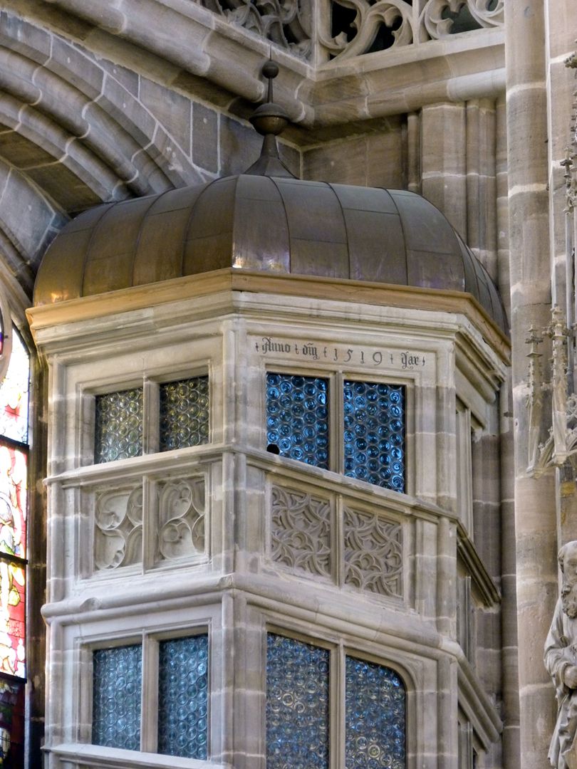 Sakristei, St. Lorenz Treppengehäuse zur oberen Sakristei, Detail mit der Welschen Haube