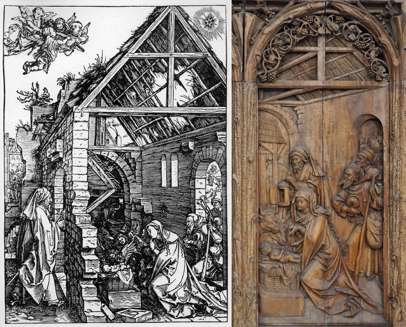 Bergheimer Altar Dürervorlage: Das Marienleben (1502-1510), Jesu Geburt und Anbetung (Holzschnitt)