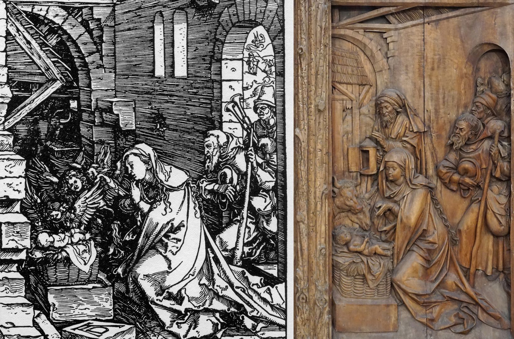 Bergheimer Altar Dürervorlage: Das Marienleben (1502-1510), Jesu Geburt und Anbetung (Holzschnitt)