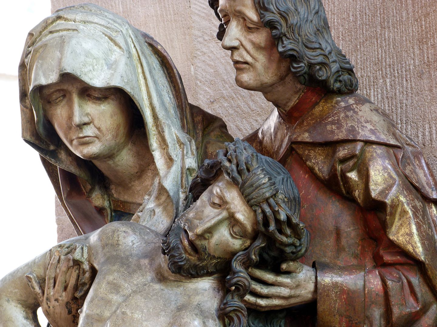 Große Pietà Jesus, Maria und Johannes, Detail