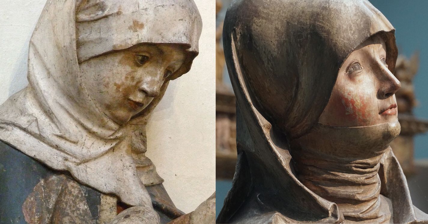Nürnberger Madonna Bildvergleich: links Maria, Kleine Pietà in der Jakobskirche / rechts Nürnberger Madonna