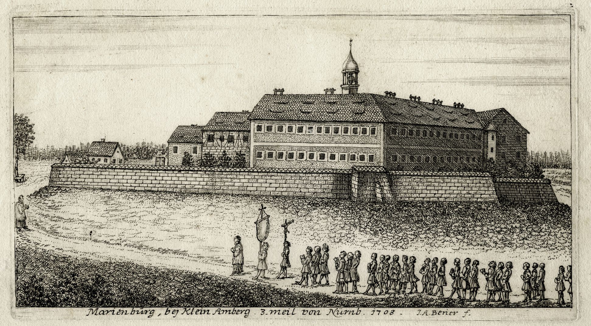 Marienburg, bej Klein Amberg.  3 meil von Nürnb. 1708 Gesamtansicht