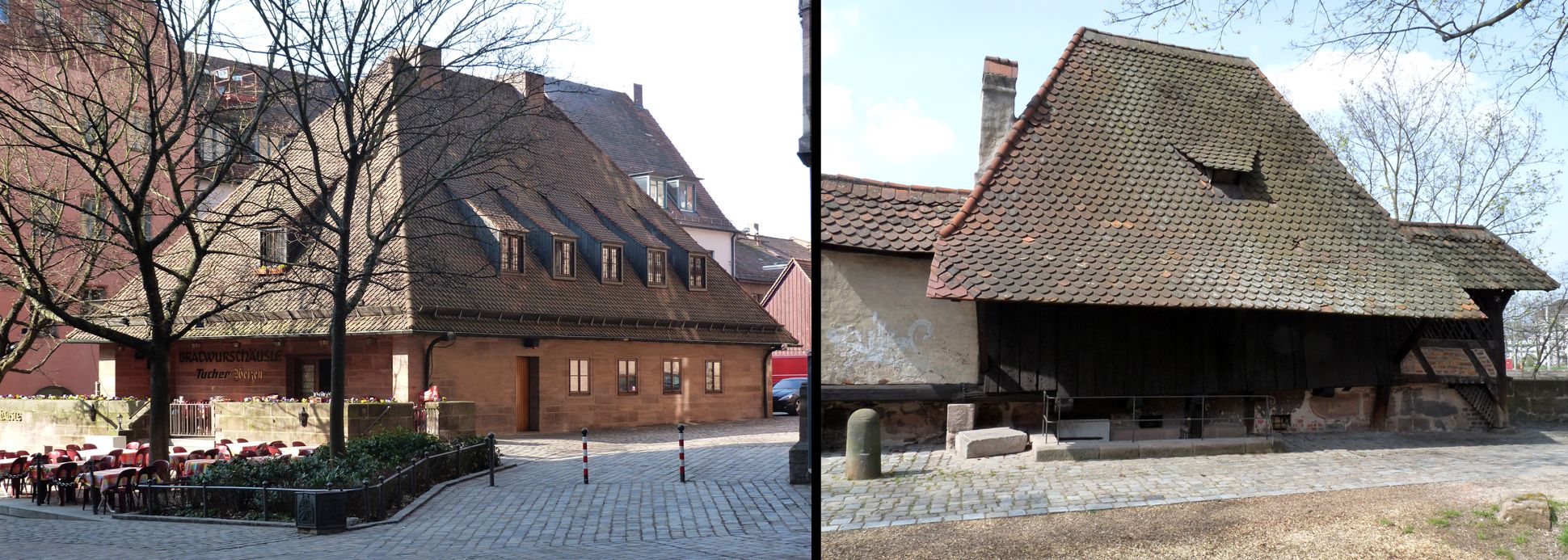 Bratwursthäusle Vergleichsbild Bratwursthäusle und Grabenturm des 15./16.Jh.