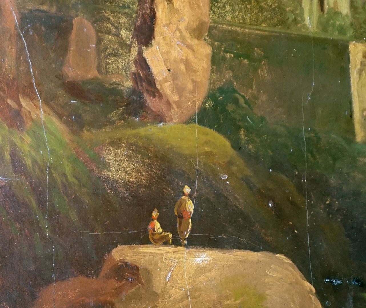 Italienische Motive für ein Treppenhaus Erdgeschoss, Detailansicht mit Staffage