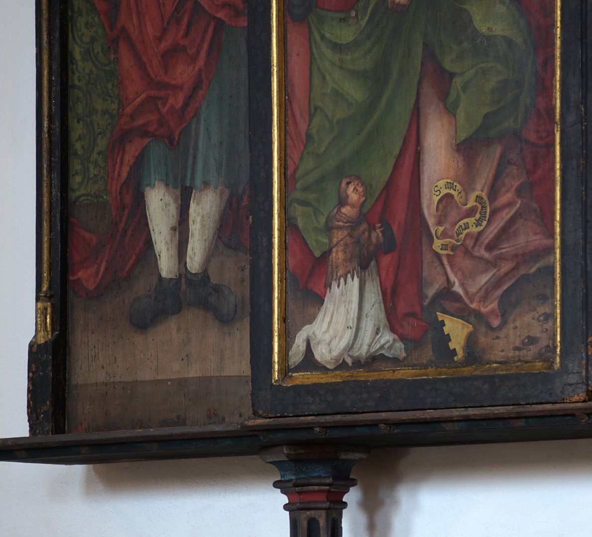 Crispinusaltar geschlossener Altar, Detail mit Johannes Linck (letzte katholischer Stadtpfarrer Schwabachs bis Juni 1524)