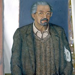 <Porträt des Dr. Gerhard Mammel im Atelier