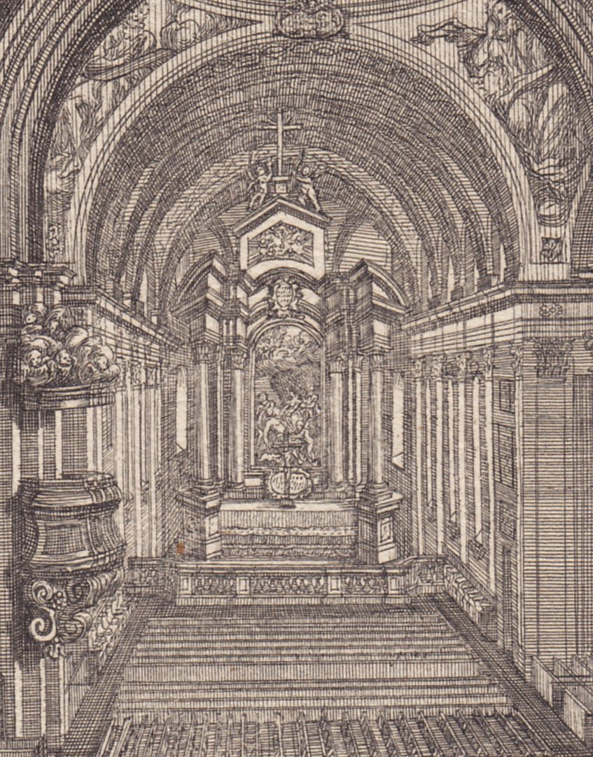 Beweinung Christi Ansicht von Johann Adam Delsenbach mit van Dyck Bild als Hauptaltar