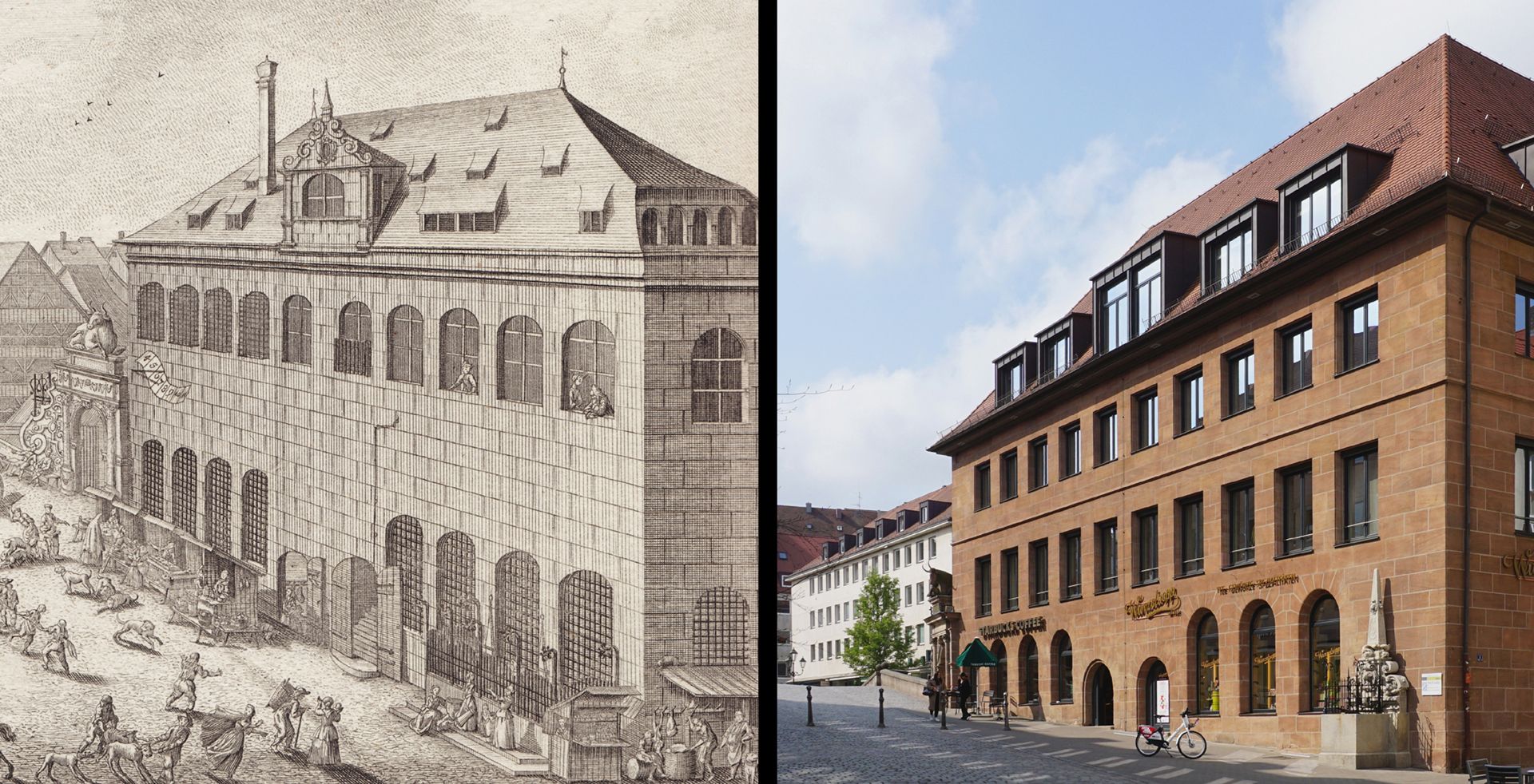 Fleischhauerbrunnen Ursprünglich größere Brunnenanlage siehe Vergleichsbild: links Ansicht von Delsenbach aus dem Jahre 1715