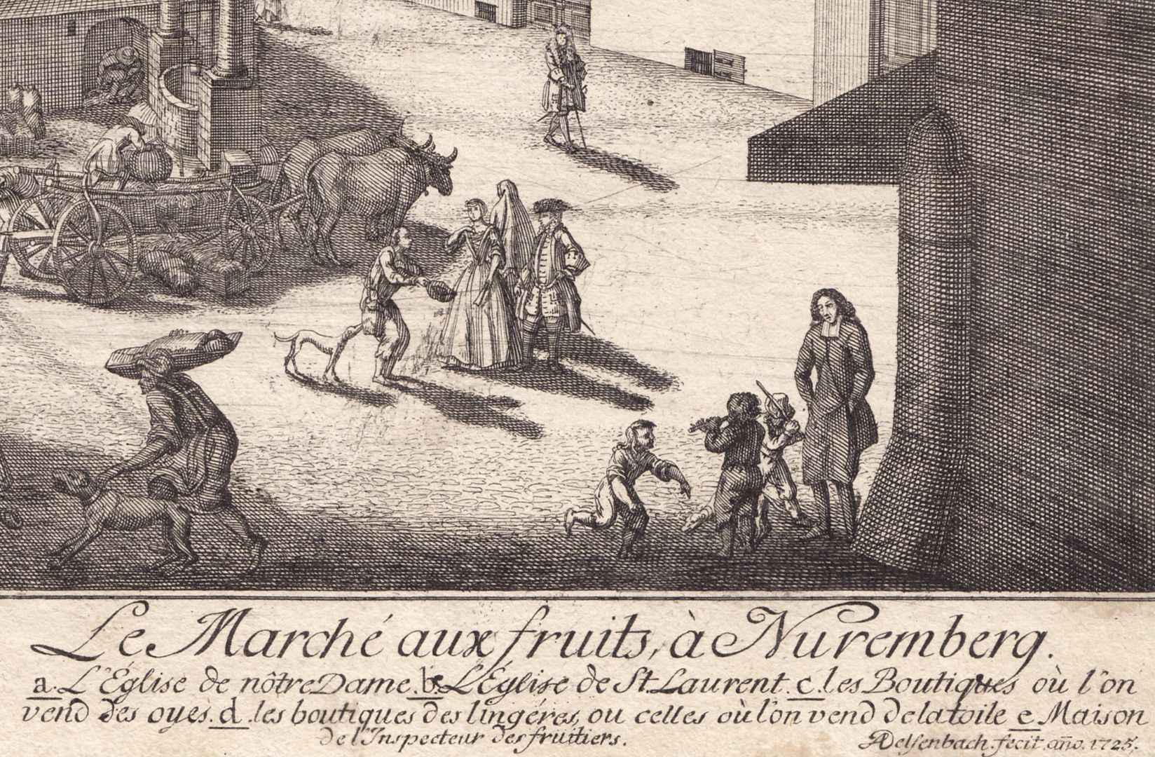 Obstmarkt Detailansicht mit der französischen Inschrift