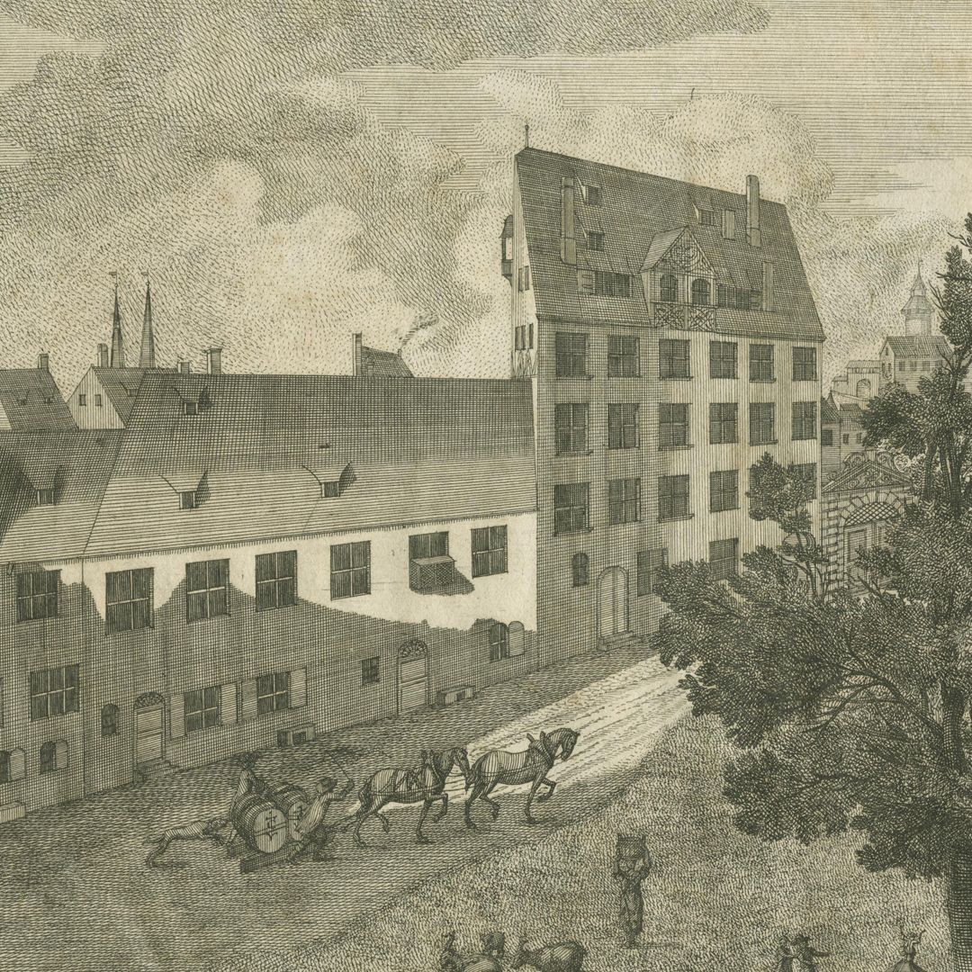 Bannersberg Detailansicht, rechts im Bildausschnitt Hertelshof (Paniersplatz 9)