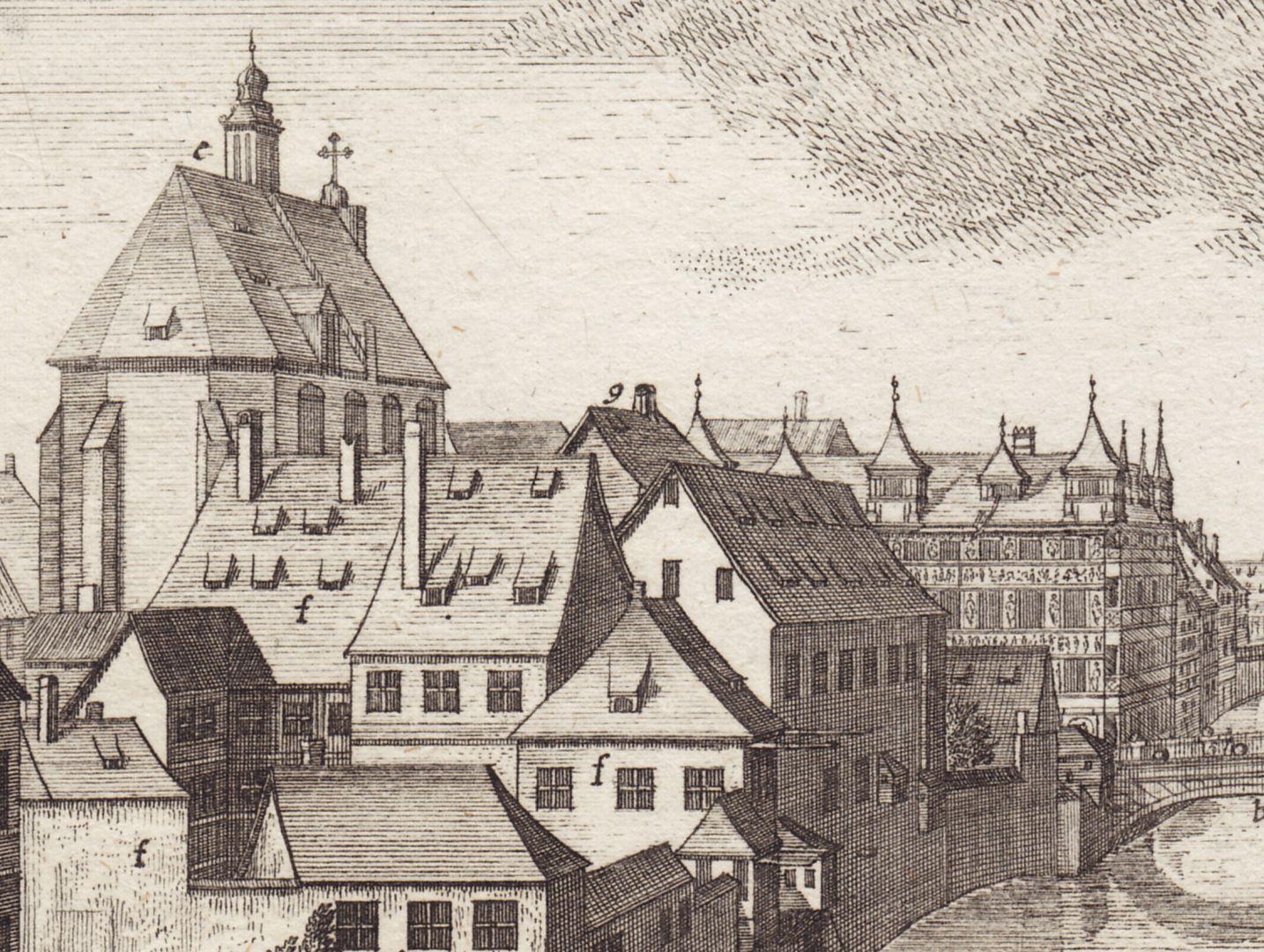 Prospect dreier steinerner Brücken links Barfüßerkirche / rechts Viatishaus