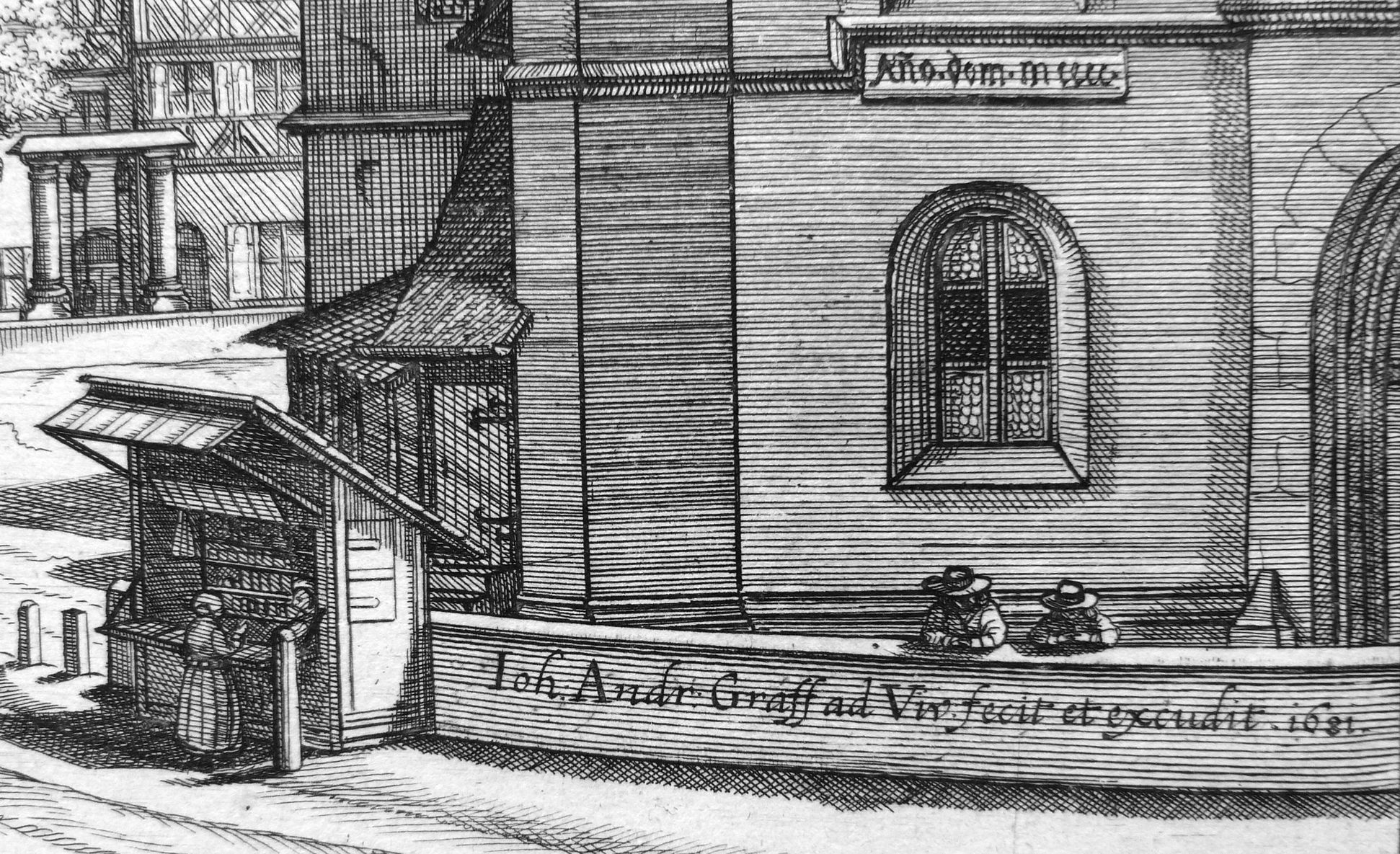 „Urbis Norimbergensis Insigniorum Templorum …“ Deutschordenshaus und St. Jacob rechter unterer Bildrand mit Signatur