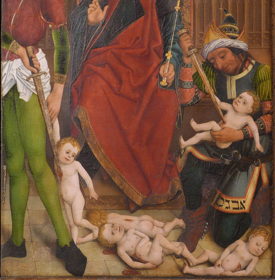 Dreikönigsaltar rechter Seitenflügel, unten: Bethlehemitischer Kindermord, Detailansicht