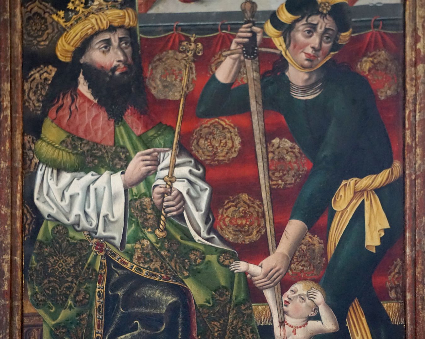 Dreikönigsaltar linker Schreinflügel mit der Darstellung des Kindsmords zu Bethlehem, Detail