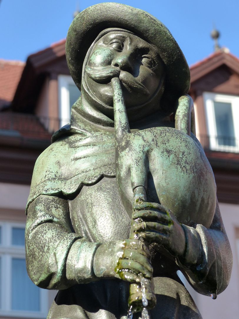 Dudelsackpfeiferbrunnen Brunnenfigur, Detail