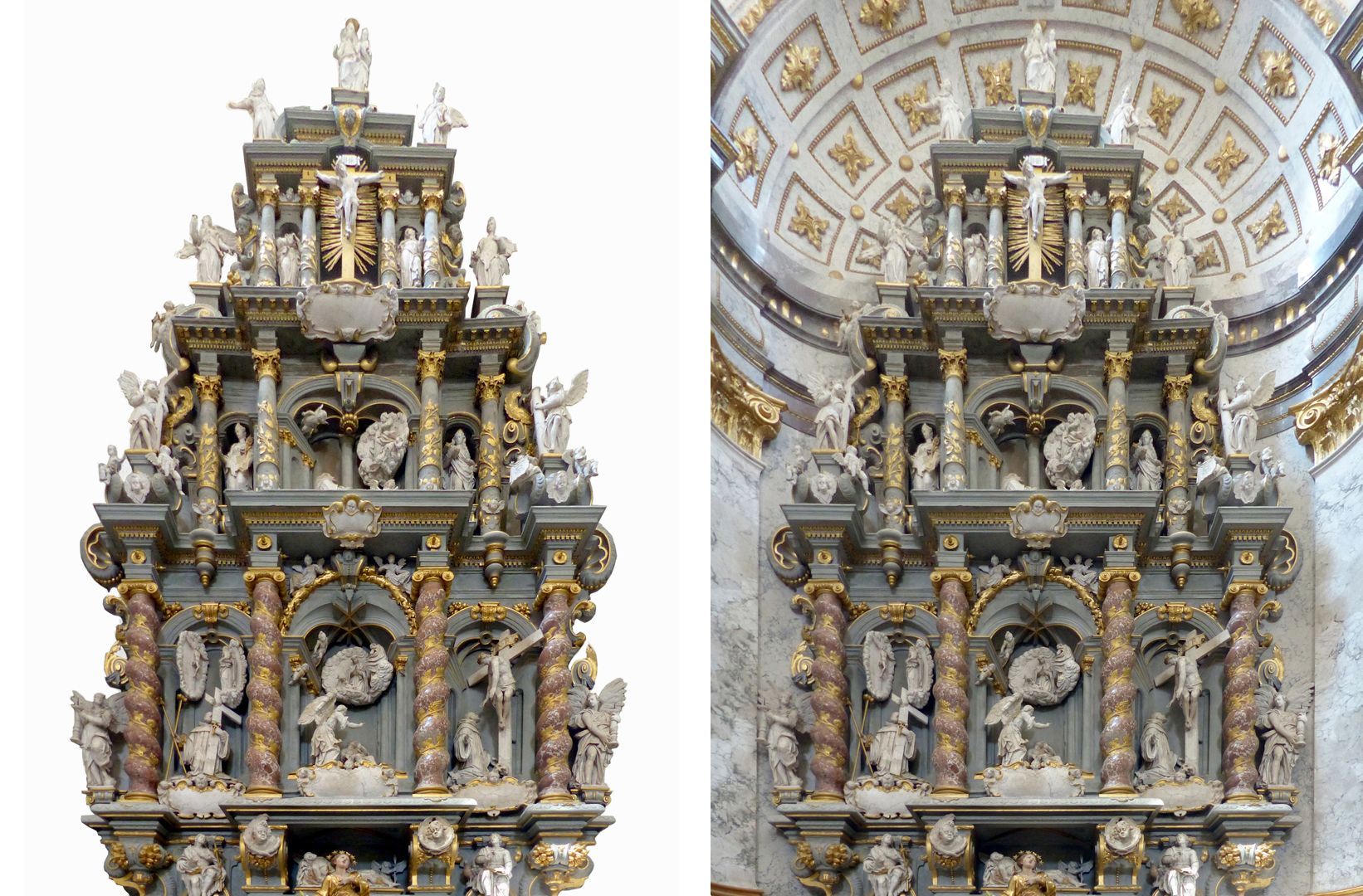 Altar des hl. Bernhard Bildvergleich mit "freigestelltem" Altar