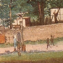 <Die von Peter Hurrer gestiftete Kreuzigungsgruppe bei St. Johannis