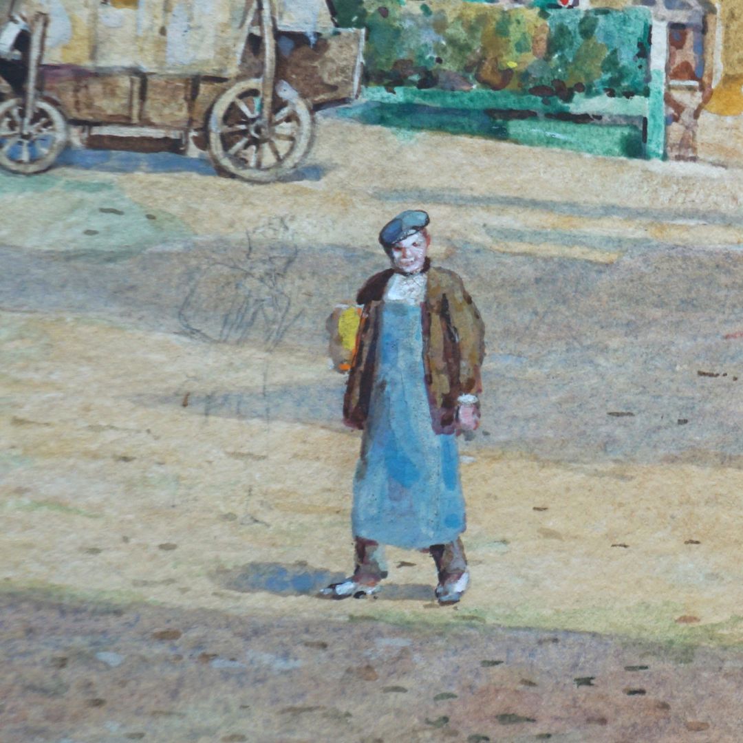 Tiergärtnertorplatz Detail, mit erkennbarer Vorzeichnung einer weiteren Figur