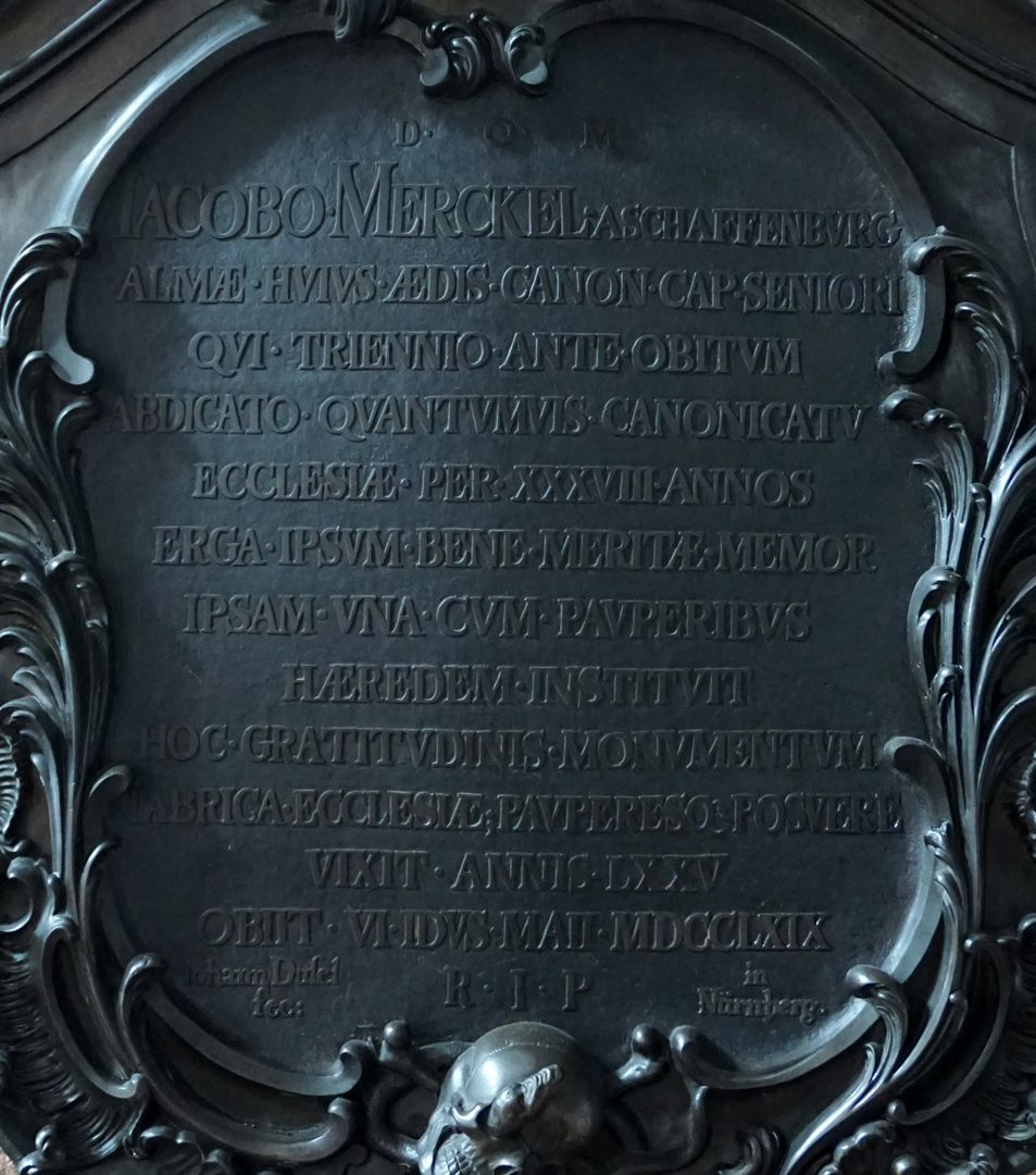 Epitaph des Johann Jakob Merkel Inschrift