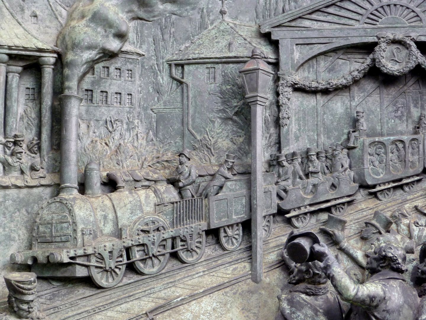 Ludwigseisenbahn-Denkmal Reliefbild der Südseite, Detailansicht