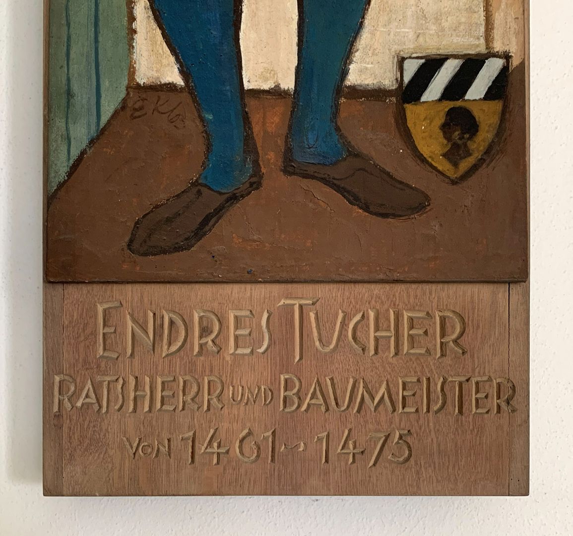 Andreas II. (Endres) Tucher Detailansicht mit Wappen und Inschrift