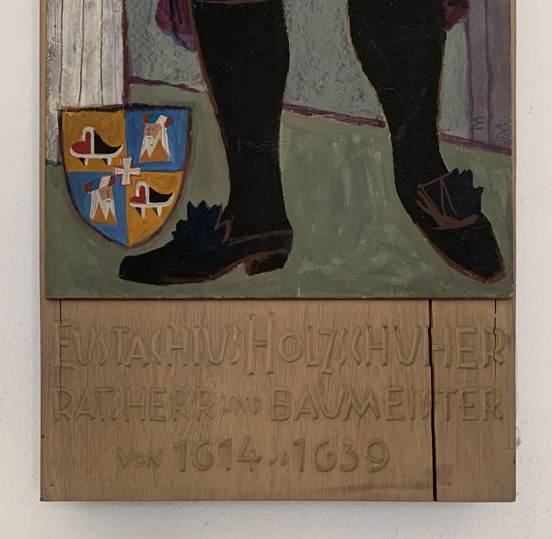 Eustachius Carl Holzschuher Detailansicht mit Wappen und Inschrift