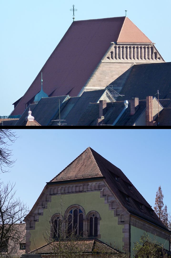 Friedhofsbauten Bildvergleich mit dem Hallenchordach von Sankt Lorenz (Bogenstellungen von Hans Behaim ? / 1477)