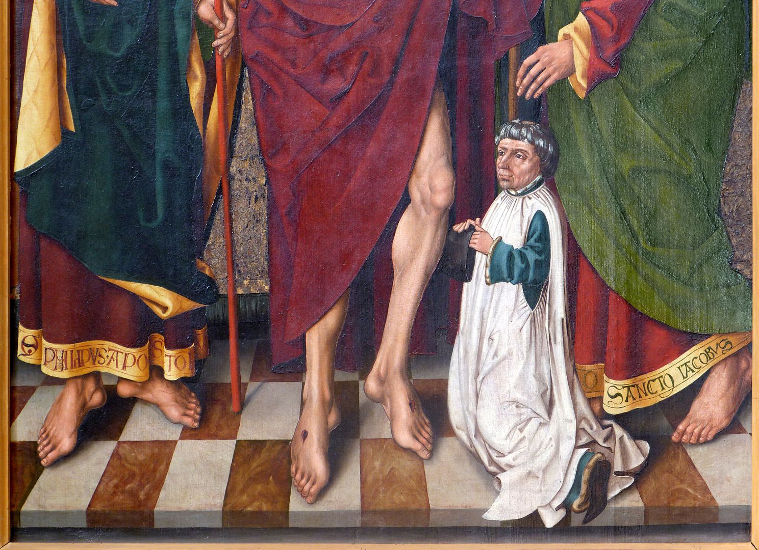 Schmerzensmann zwischen den Heiligen Philippus und Jakobus Minor untere Bildhälfte