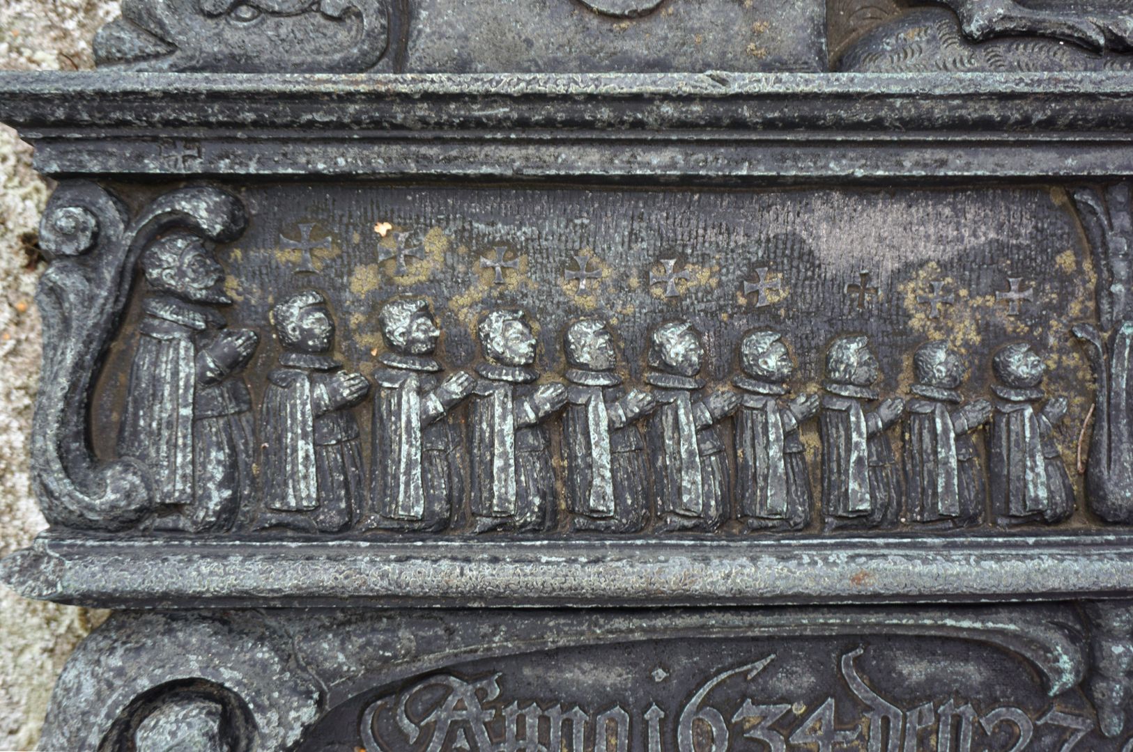 Grabstätte Christian Maijr (Mayr, Mair) Barbara Nussberger und Hanns Jeckel Detailansicht, betende Männerseite