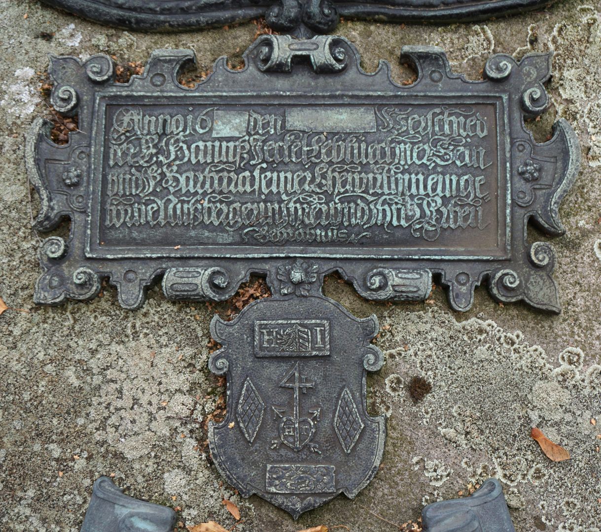 Grabstätte Christian Maijr (Mayr, Mair) Barbara Nussberger und Hanns Jeckel unteres Epitaph von Hanns Jeckel und Barbara Nussberger